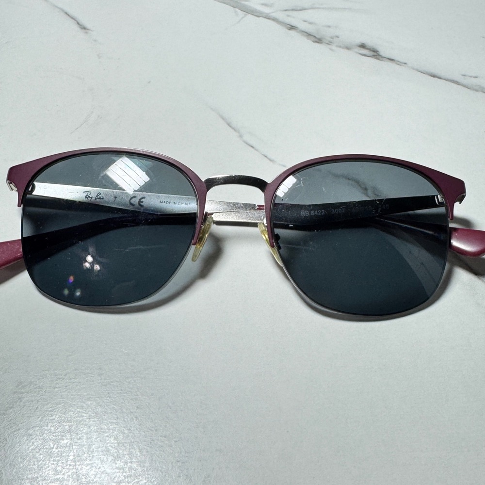 Ray-Ban RB 6422 3007 Burgundy Silver Round Eyeglass Frames 49-19 140